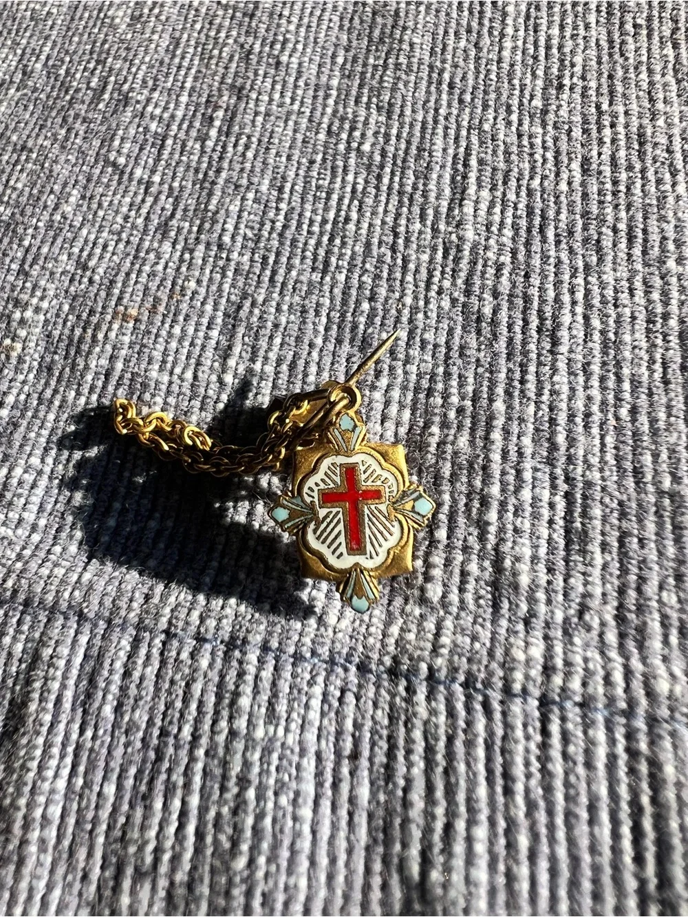 Gold-Tone Religious Cross Vintage Tie Pin (1943)